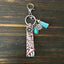 Vintage Western Cowboy Faux Leather Keychain with Turquoise Accent